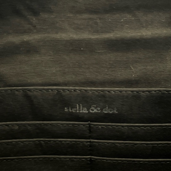Stella & Dot Taj Clutch Cotton Credit Card Slots Snap Closure Black Embroidery - Picture 11 of 11